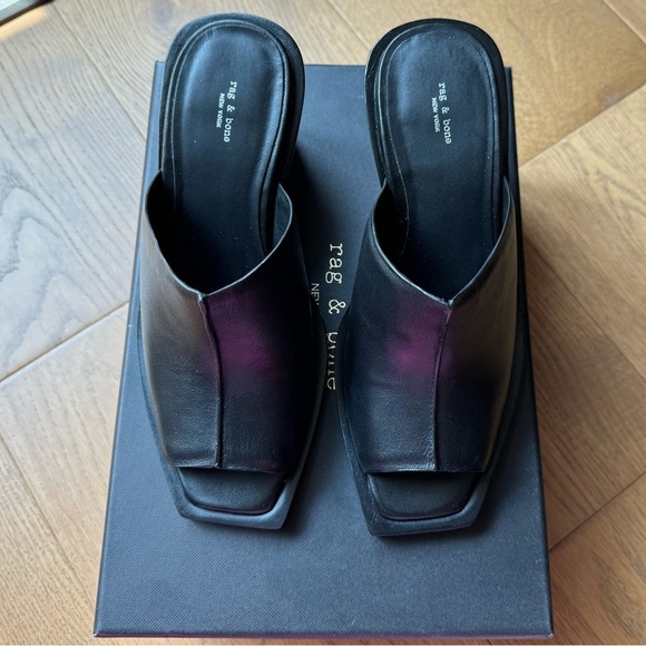 BNIB Rag & Bone Santiago Wedge - Black Leather - Size 7.5 (37.5) - Picture 6 of 11